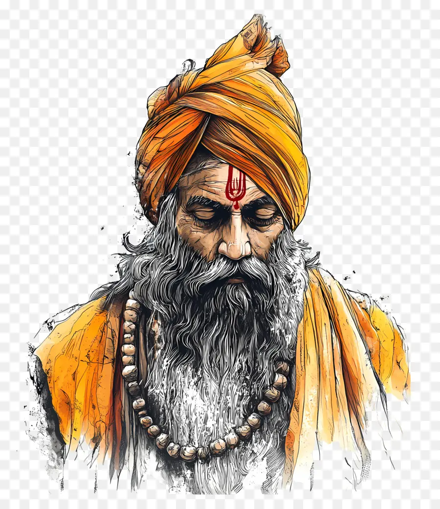 Gurú Nanak Jayanti，Anciano Con Cuentas PNG