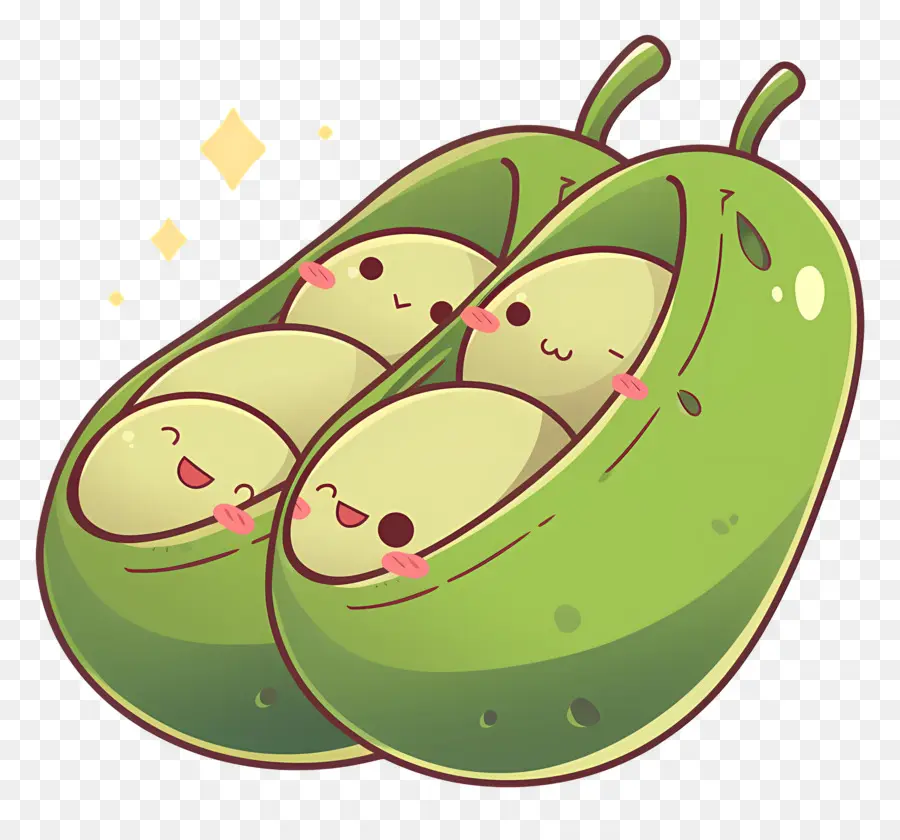 Guisantes Kawaii，Guisantes Felices PNG