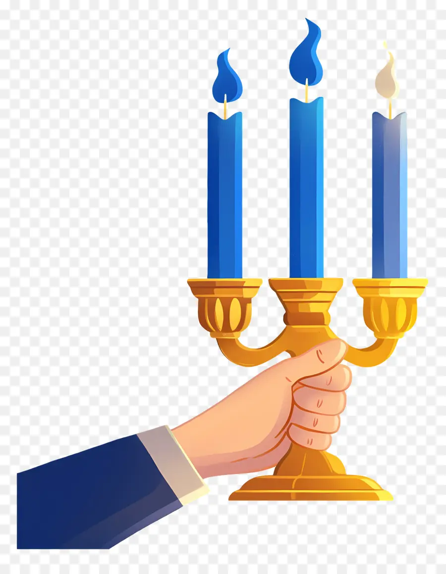 Menorá De Hanukkah，Candelabro Con Velas Azules PNG