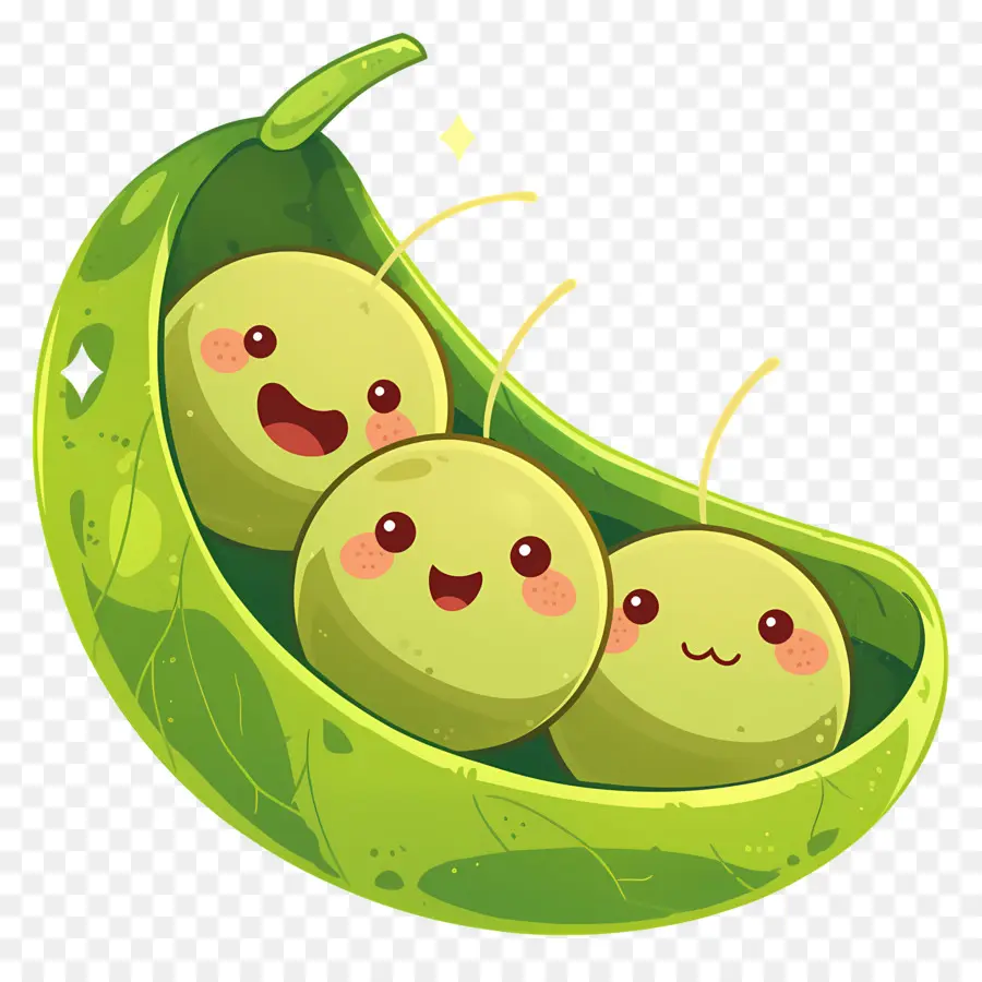 Guisantes Kawaii，Guisantes Felices PNG