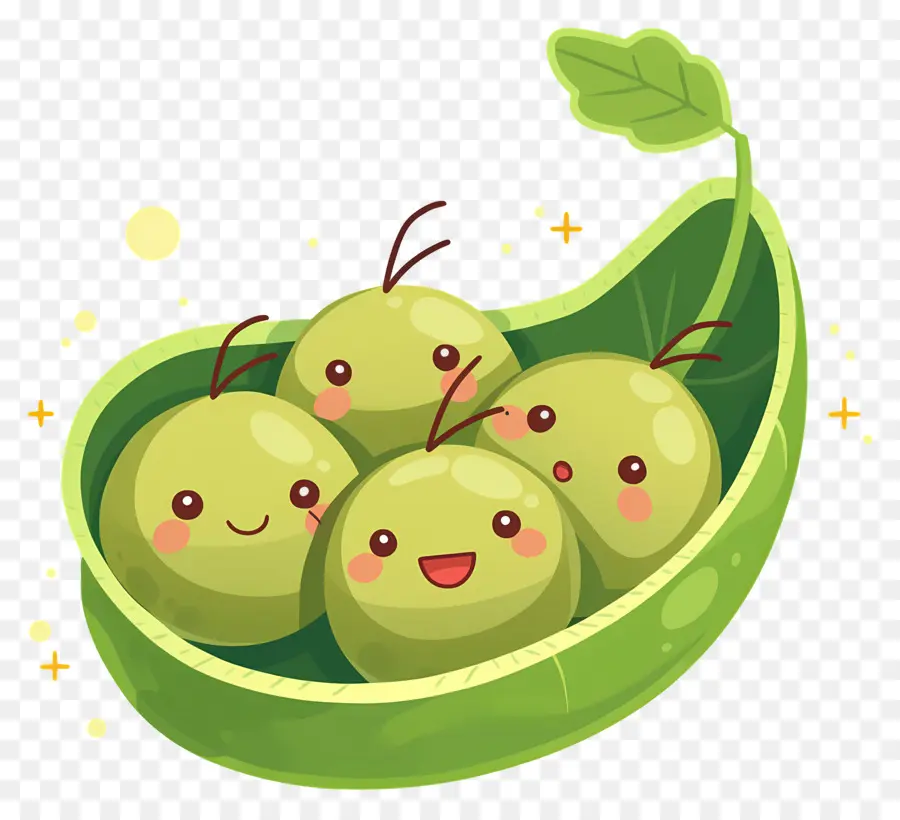 Guisantes Kawaii，Guisantes Felices PNG