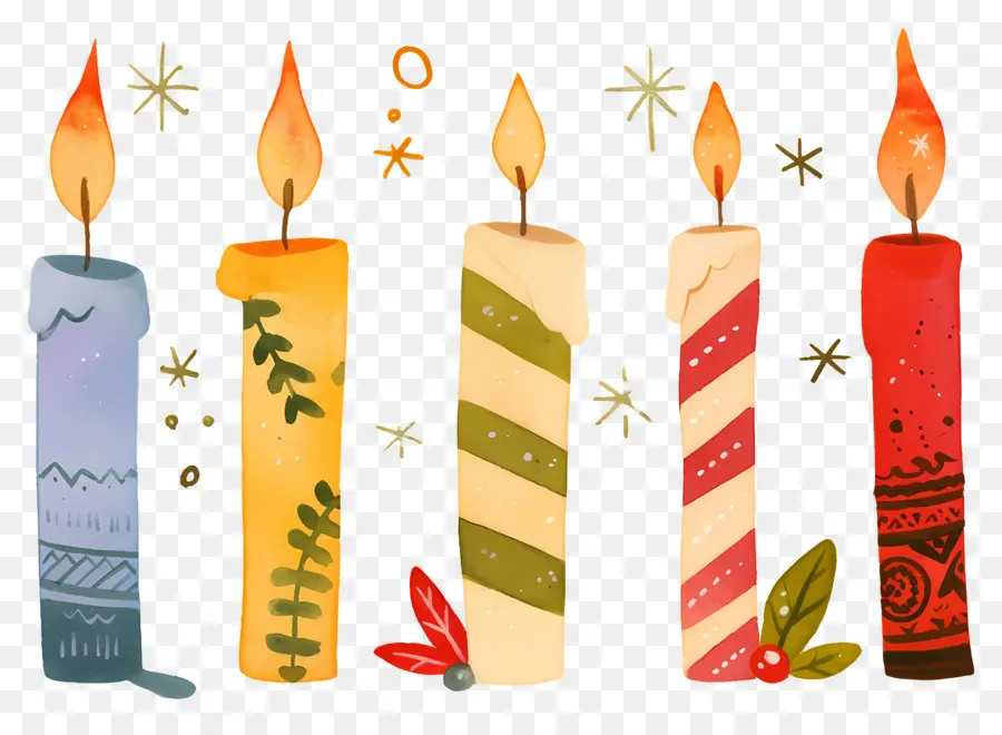 Velas De Navidad，Velas Coloridas PNG