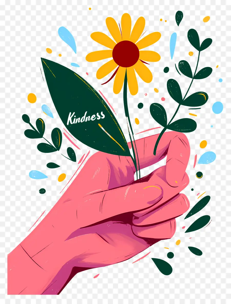 Día Mundial De La Bondad，Mano Sosteniendo Flor Amarilla PNG