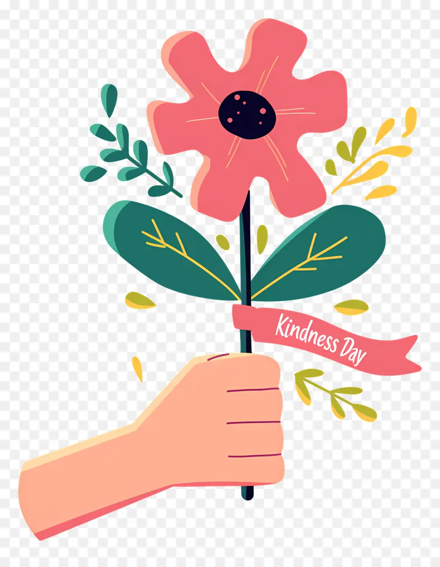 Día Mundial De La Bondad，Mano Con Flor PNG