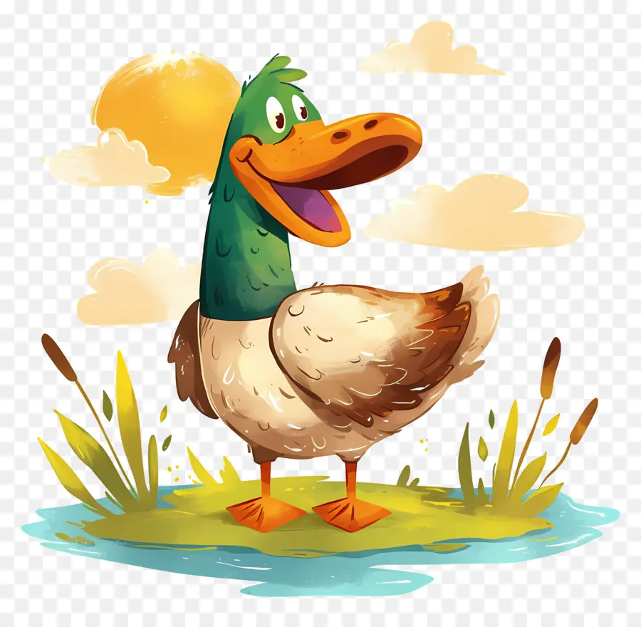 Pato De Dibujos Animados，Estanque PNG