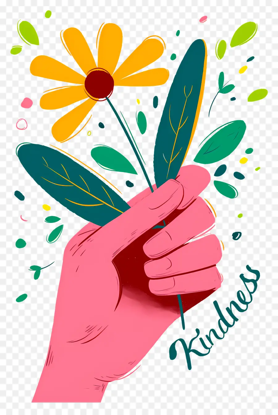 Día Mundial De La Bondad，Mano Sosteniendo Flor Amarilla PNG