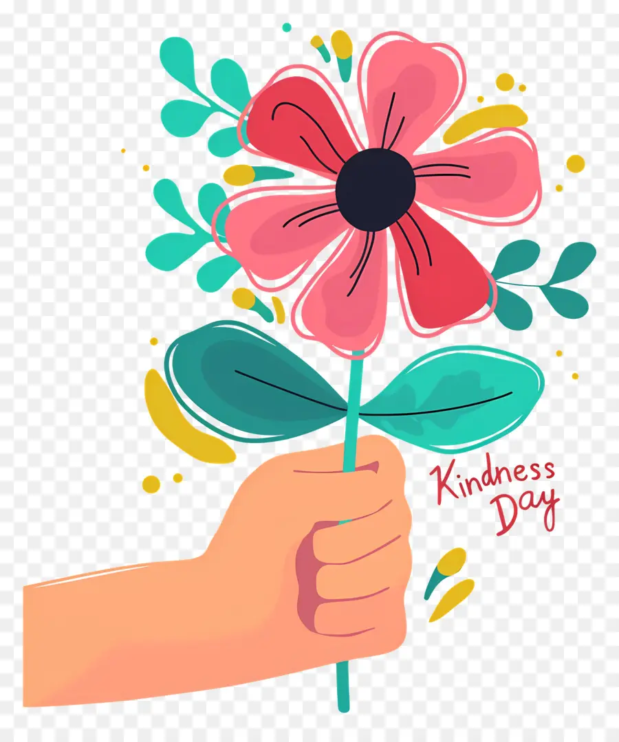 Día Mundial De La Bondad，Mano Sosteniendo Flor Rosa PNG