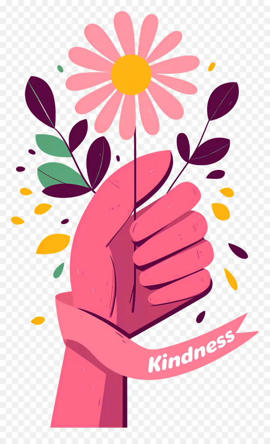 Día Mundial De La Bondad，Mano Rosa Con Flor PNG