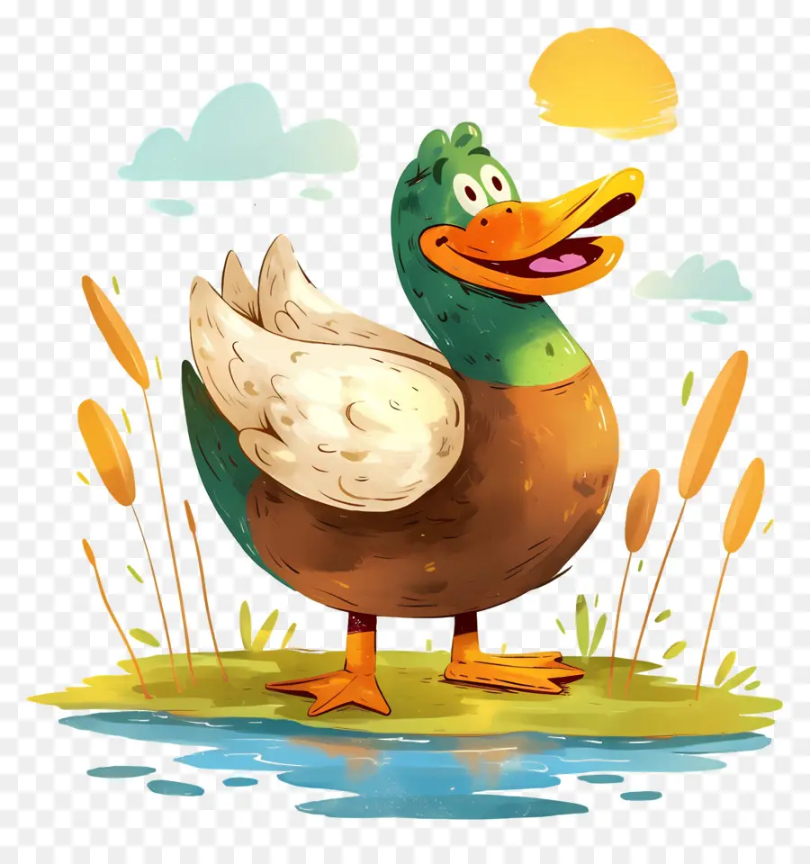 Pato De Dibujos Animados，Estanque PNG