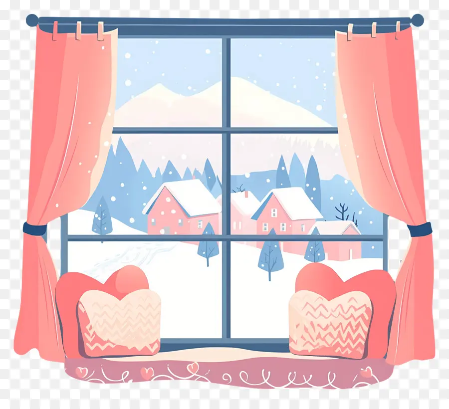 Escena De Invierno，Ventana De Vista De Invierno PNG