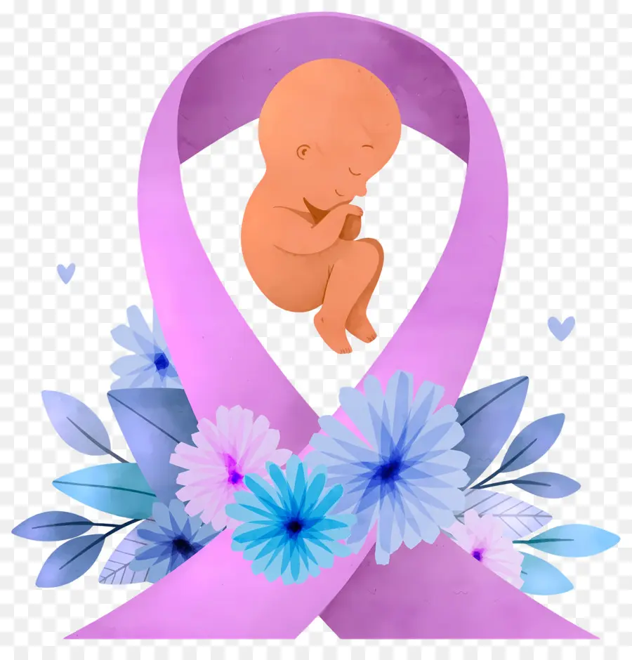 Día Mundial De La Prematuridad，Cinta Rosa Con Bebe PNG