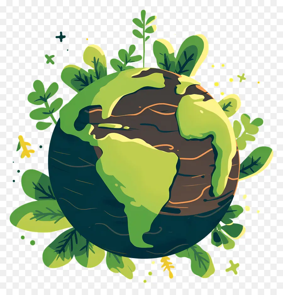 Planeta Verde，Tierra Con Planta PNG