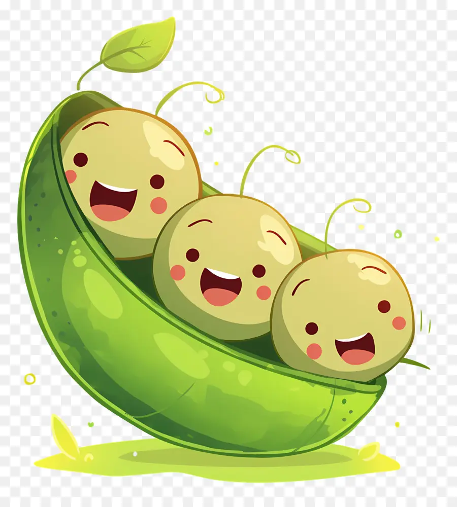 Guisantes Kawaii，Guisantes Felices PNG