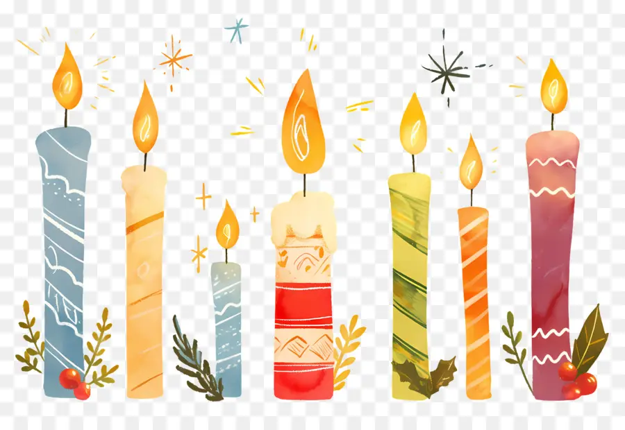 Velas De Navidad，Velas Coloridas PNG