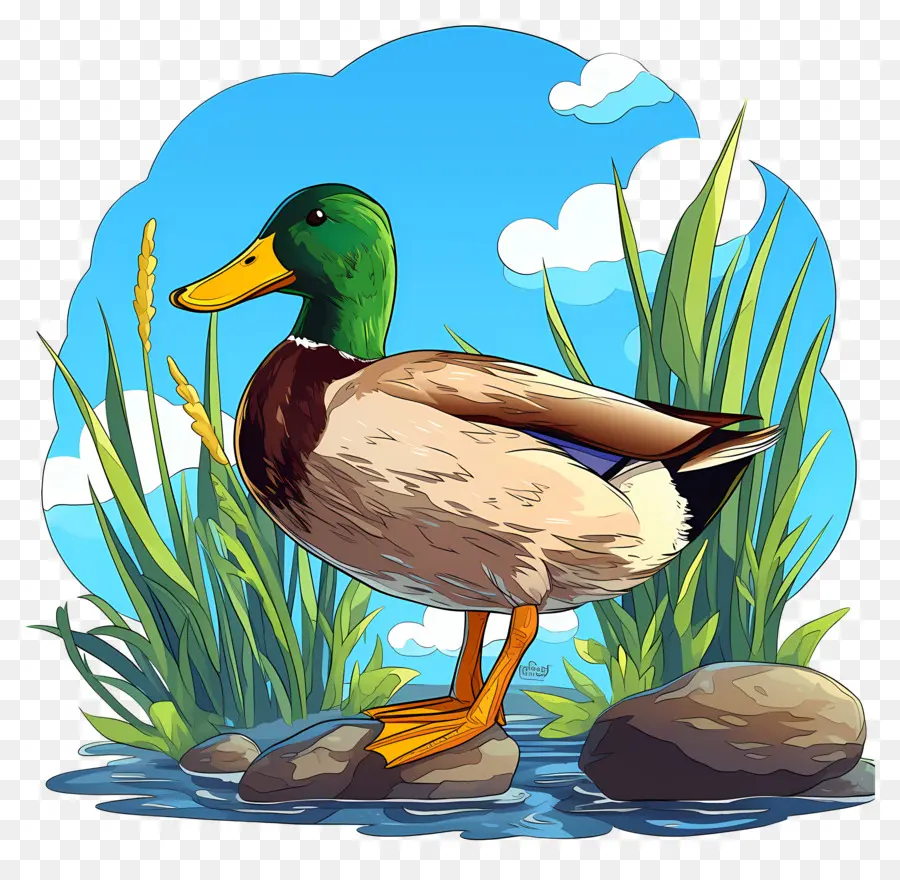 Pato De Dibujos Animados，Estanque PNG