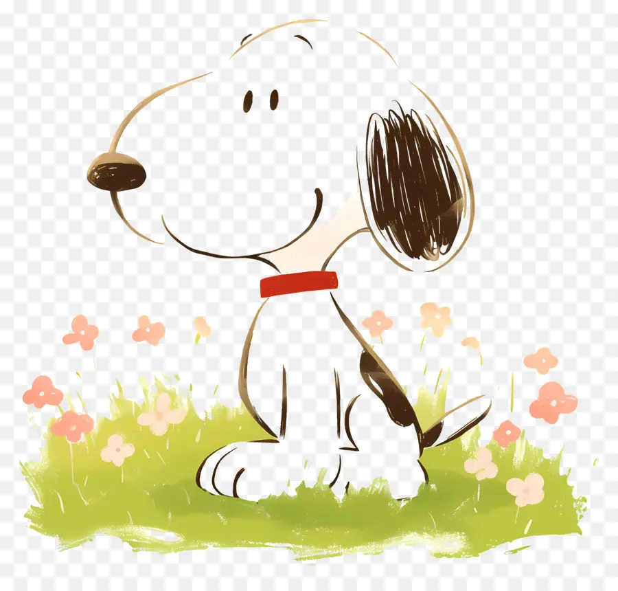 Primavera Snoopy，Perro De Dibujos Animados Sentado PNG