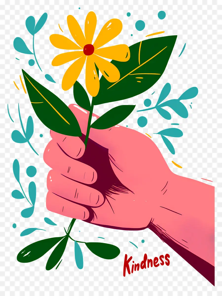 Día Mundial De La Bondad，Mano Sosteniendo Flor Amarilla PNG