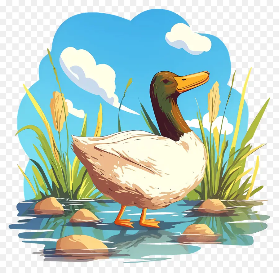 Pato De Dibujos Animados，Estanque PNG