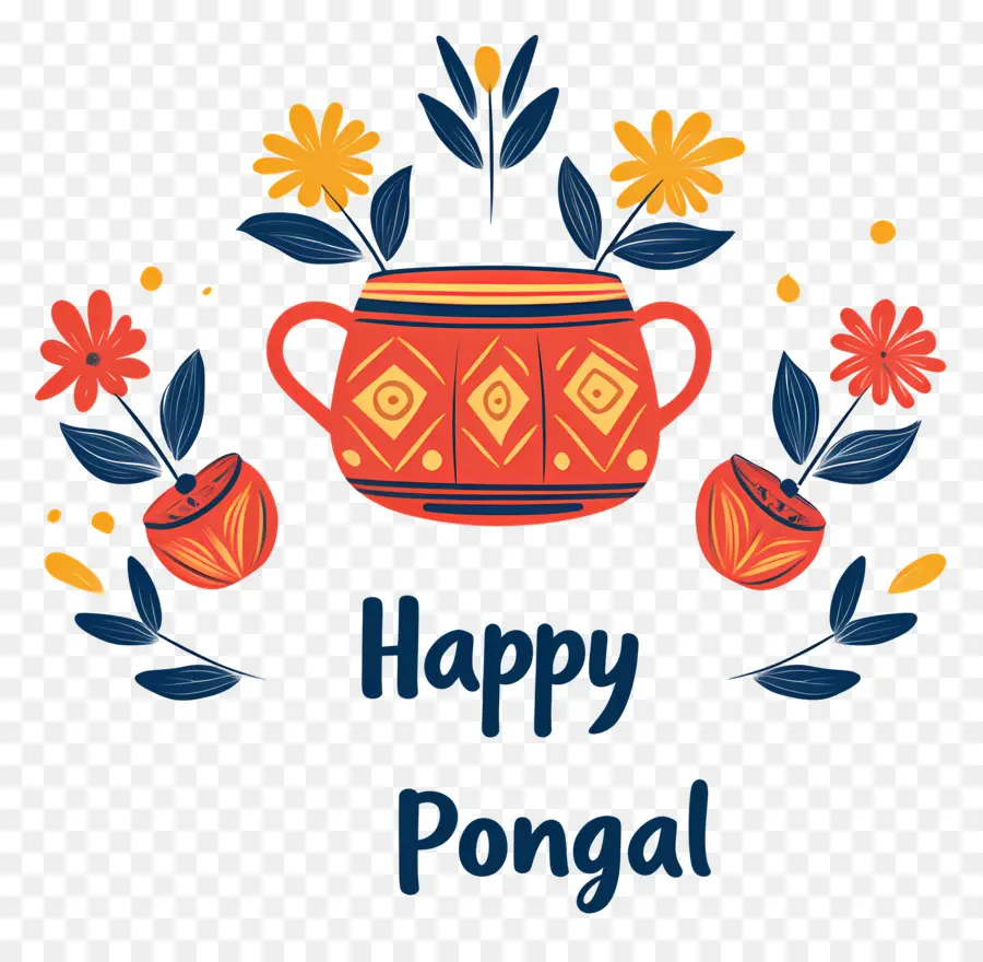 Pongal Feliz，Maceta Con Flores PNG