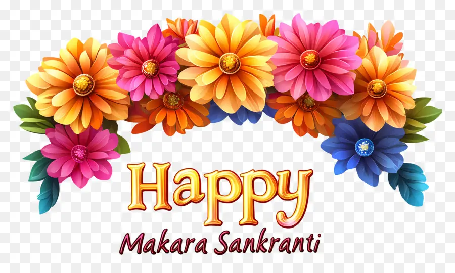 Makar Sankranti，Arreglo Floral PNG