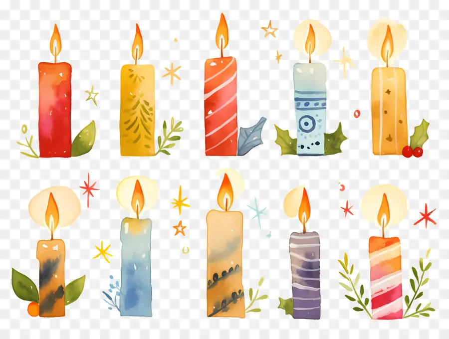 Velas De Navidad，Velas Coloridas PNG