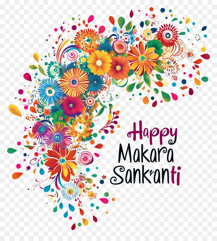 Makar Sankranti，Diseño Floral PNG