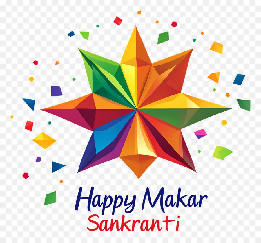 Feliz Makar Sankranti，Estrella Colorida PNG