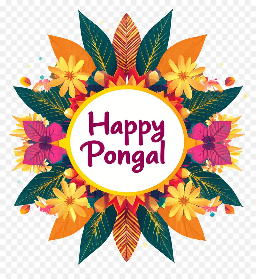 Pongal Feliz，Mándala Floral PNG