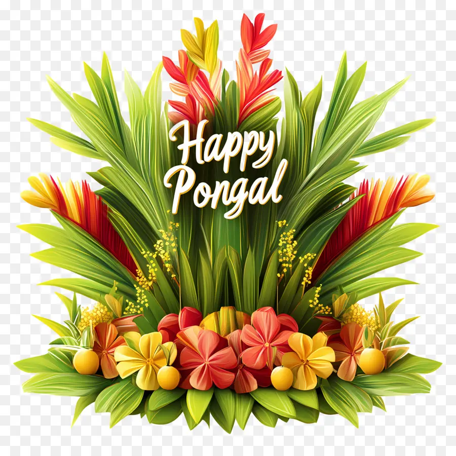 Pongal Feliz，Arreglo Floral PNG