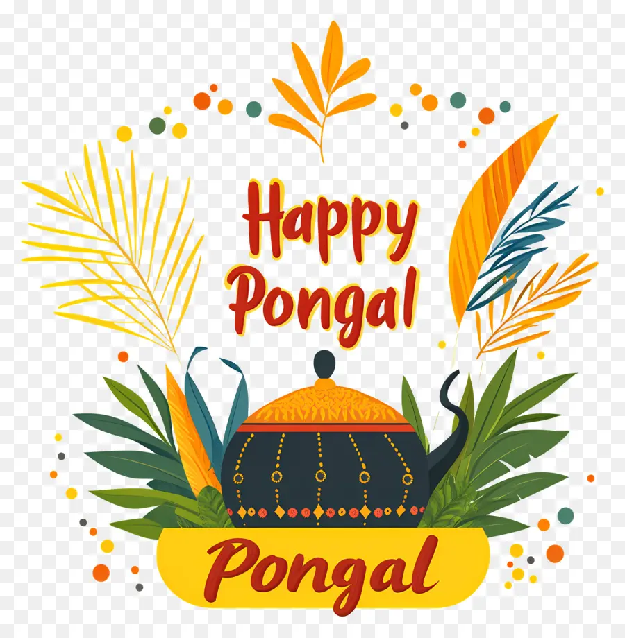 Pongal Feliz，Olla Con Hojas PNG