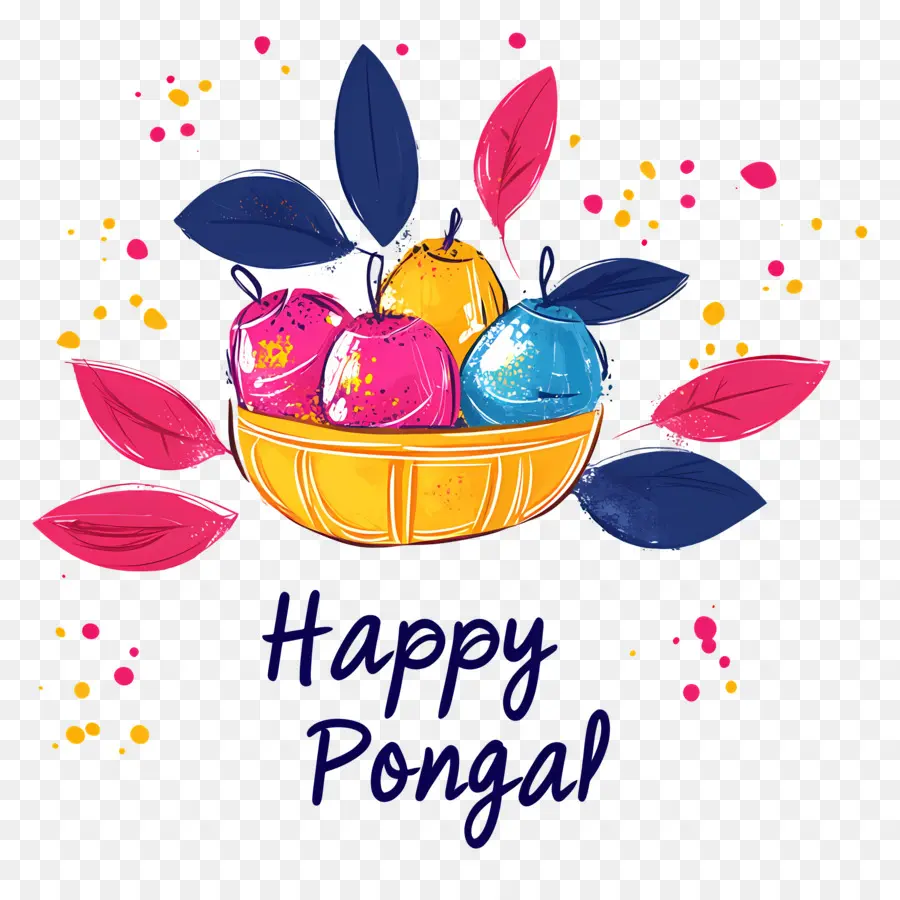 Pongal Feliz，Cesta De Frutas PNG