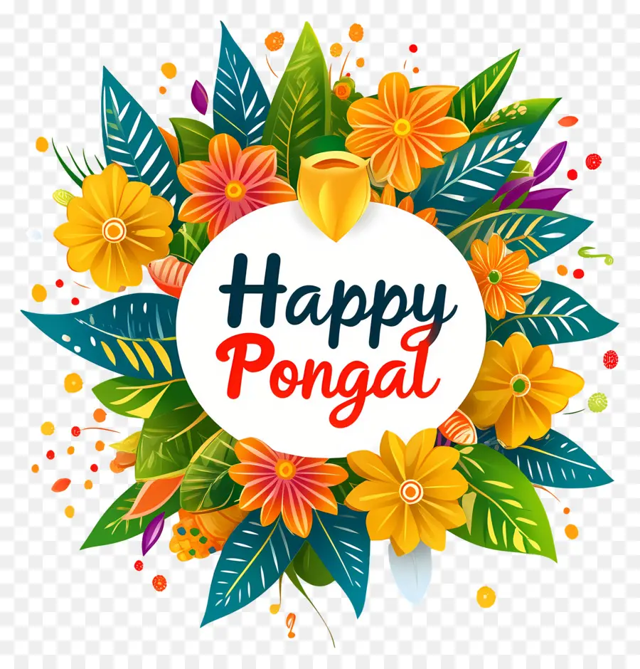 Pongal Feliz，Corona De Flores PNG