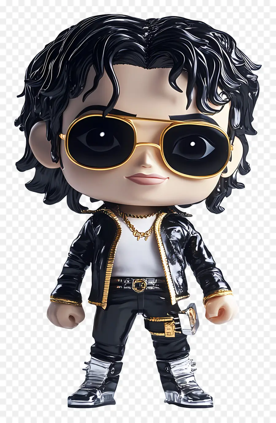 Michael Jackson，Personaje Chibi Con Detalles Dorados PNG