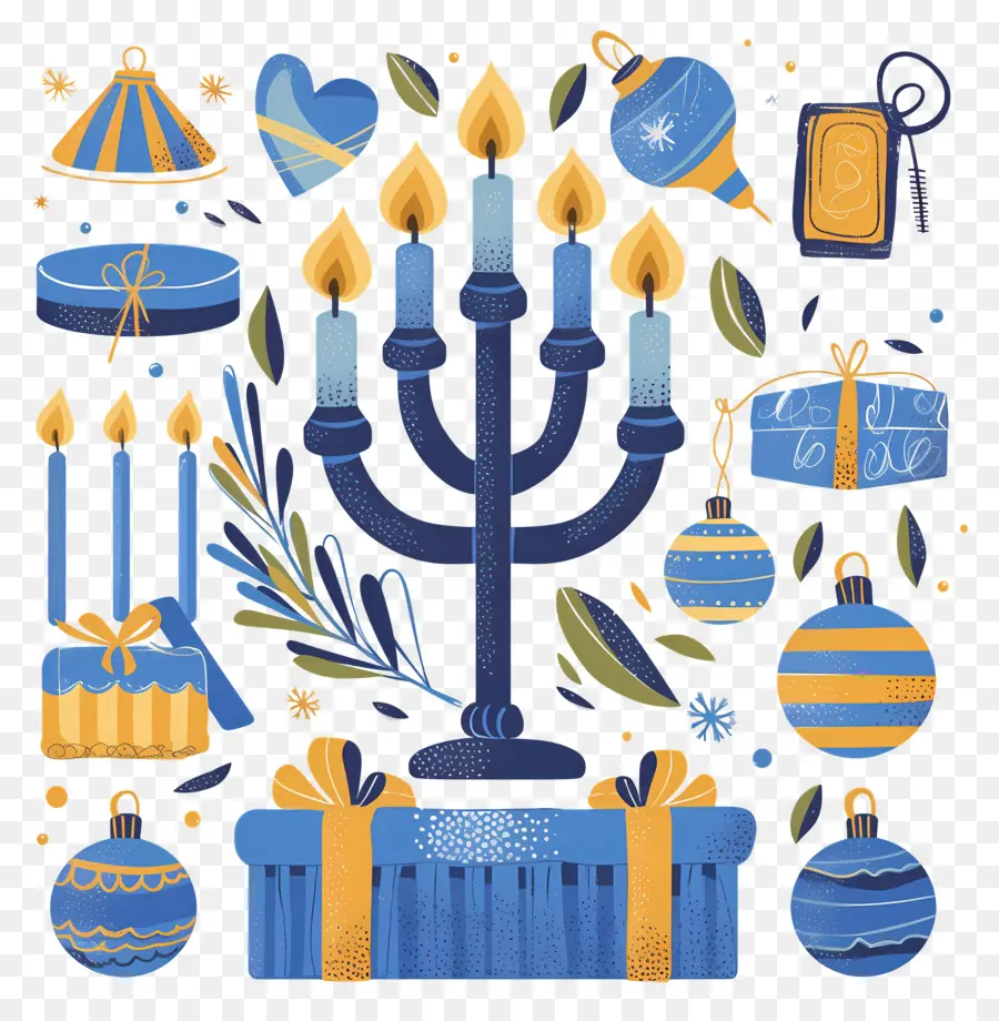 Feliz Jánuca，Menorá De Hanukkah PNG