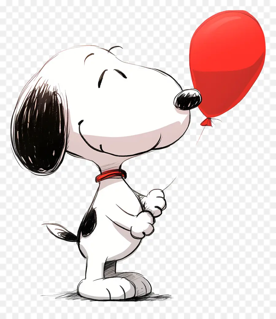 Snoopy Sosteniendo Un Globo，Perro De Dibujos Animados Con Globo PNG