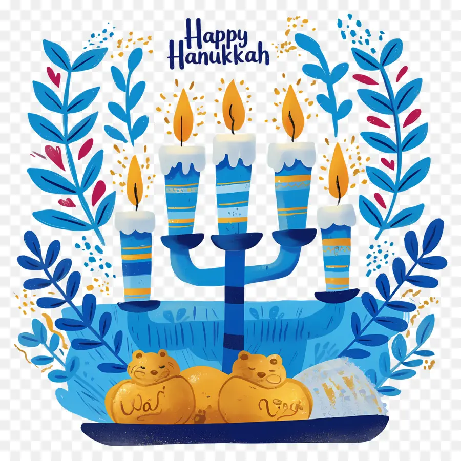 Feliz Jánuca，Menorá De Hanukkah PNG