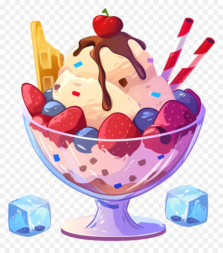 Día Nacional Del Helado，Helado Con Frutas PNG