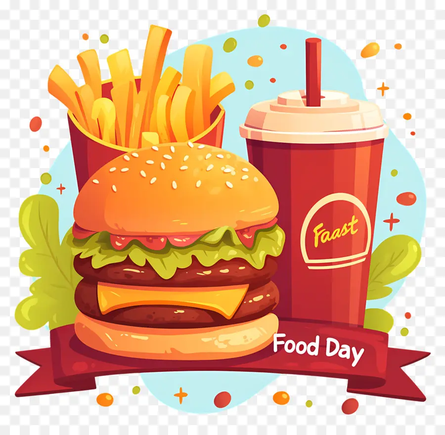 Día Nacional De La Comida Rápida，Hamburguesa Y Papas Fritas PNG