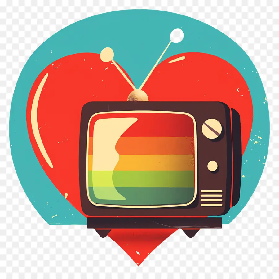 Día Mundial De La Televisión，Tv Retro Y Corazón PNG