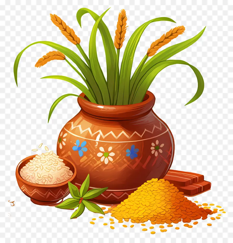 Olla Pongagal，Maceta Decorativa Con Arroz PNG