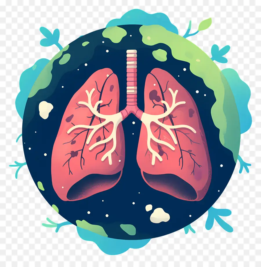 Día Mundial De La Neumonía，Tierra Con Pulmones PNG