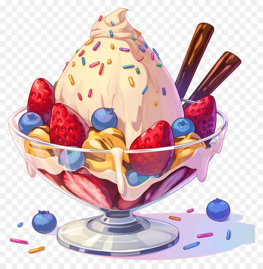 Día Nacional Del Helado，Helado Con Frutas PNG