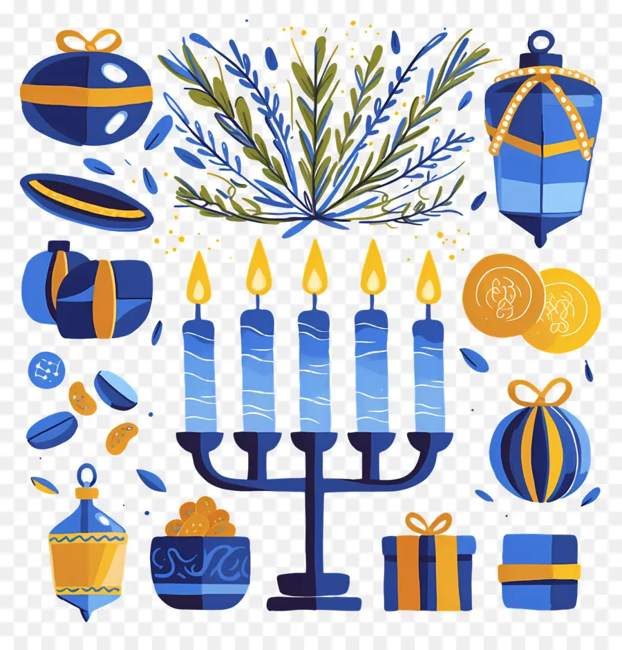 Feliz Jánuca，Menorá De Hanukkah PNG