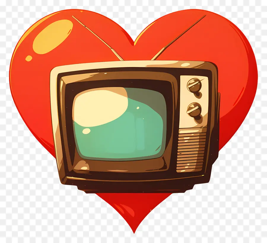 Día Mundial De La Televisión，Tv Retro Y Corazón PNG