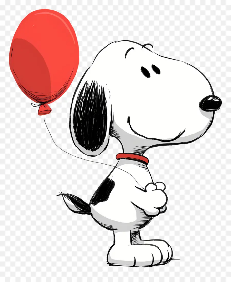 Snoopy Sosteniendo Un Globo，Perro De Dibujos Animados Con Globo PNG