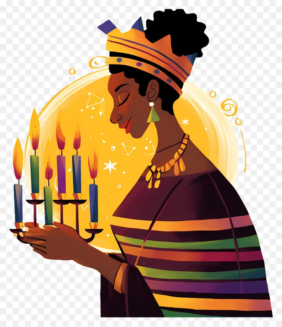 Feliz Kwanzaa，Mujer Con Velas PNG