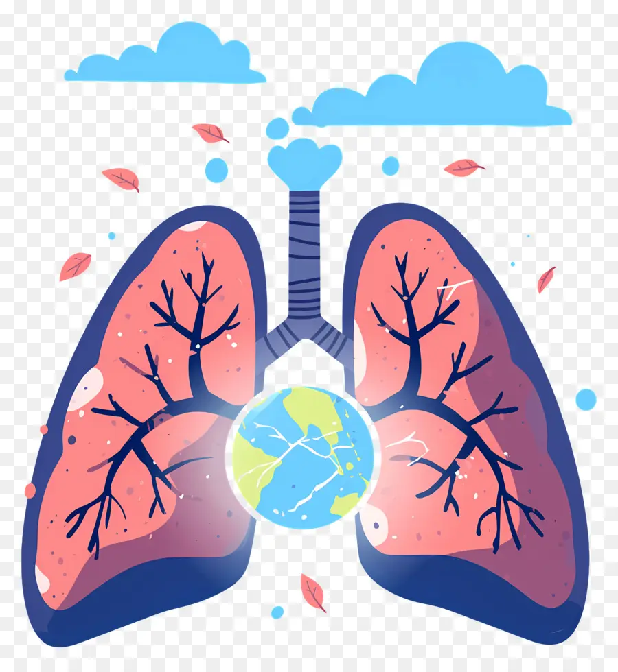 Día Mundial De La Neumonía，Tierra Con Pulmones PNG