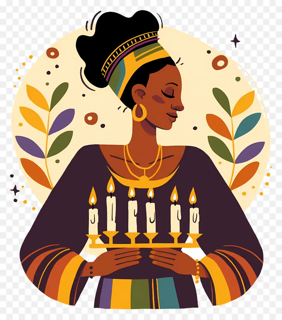 Feliz Kwanzaa，Mujer Con Velas PNG