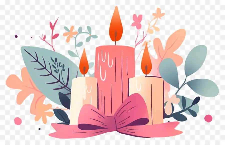 Velas De Navidad，Velas Con Lazos PNG