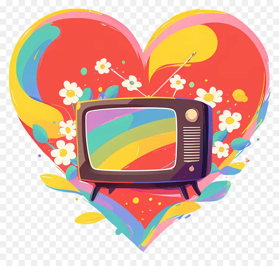 Día Mundial De La Televisión，Tv Retro Con Corazón PNG